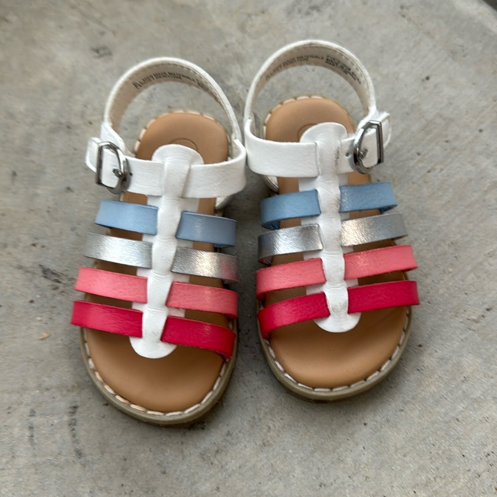 [Cat & Jack] Girls White Multi-Color Strappy Sandals